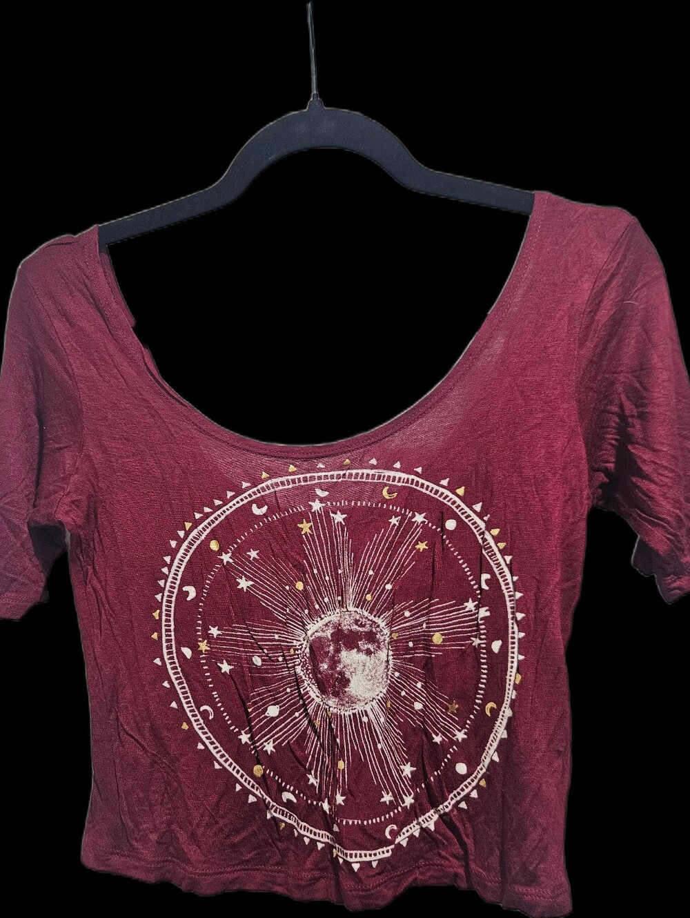 Burgundy Celestial Scoop Crop Top
